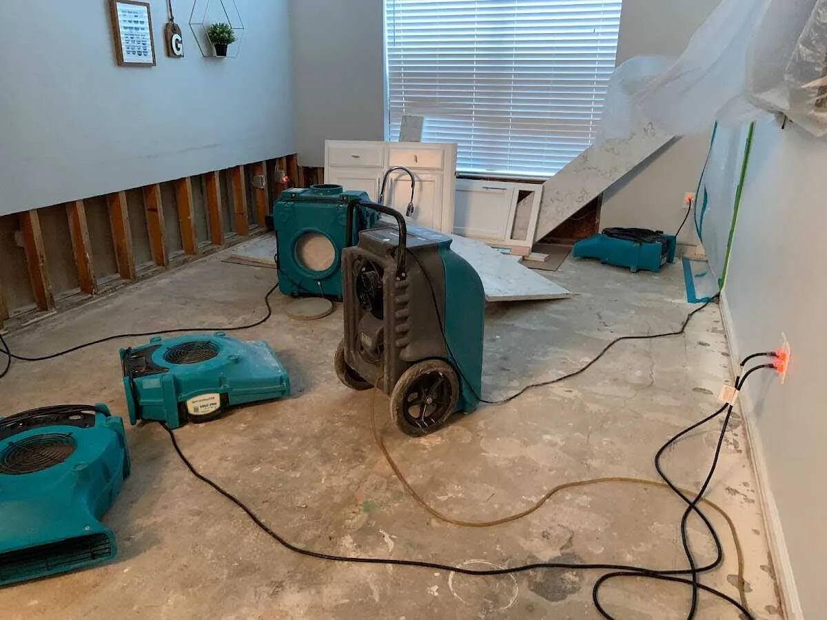 Dehumidifier in flood-cut room for Water Damage Restoration in West Mifflin